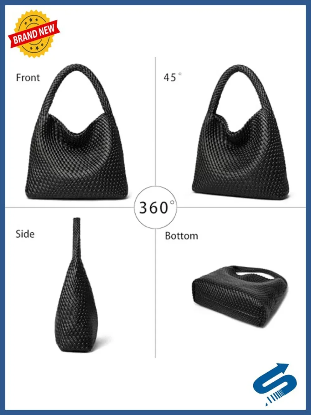 Woven Tote Bag Women Large Capacity Vegan Leather Hobo Purse with Pouch